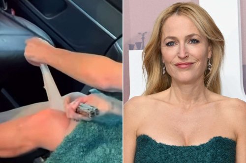 Gillian Anderson Cuts Off Her Pantyhose in the Backseat of Her Car En Route to Scoop Premiere: 'A Girl Must'