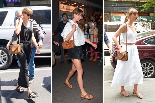 Taylor Swift Keeps Carrying Brown Crossbody Bags Into the Studio, and Similar Styles Start at $14