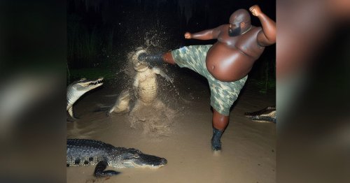 Internet Fooled by Viral AI Image of Man Fighting an Alligator