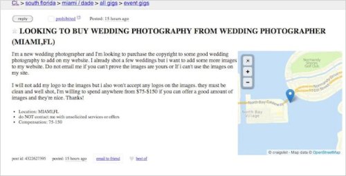 Rant: Wedding Photographer Wants to Buy Good Wedding Shots to Pad Their Portfolio