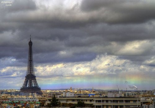 Photographer Snaps a Horizon Rainbow Alongside the Eiffel Tower