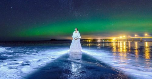 Wedding Photos Under the Milky Way and Northern Lights