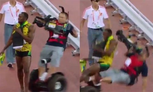 Usain Bolt Floored by Segway-Riding Cameraman