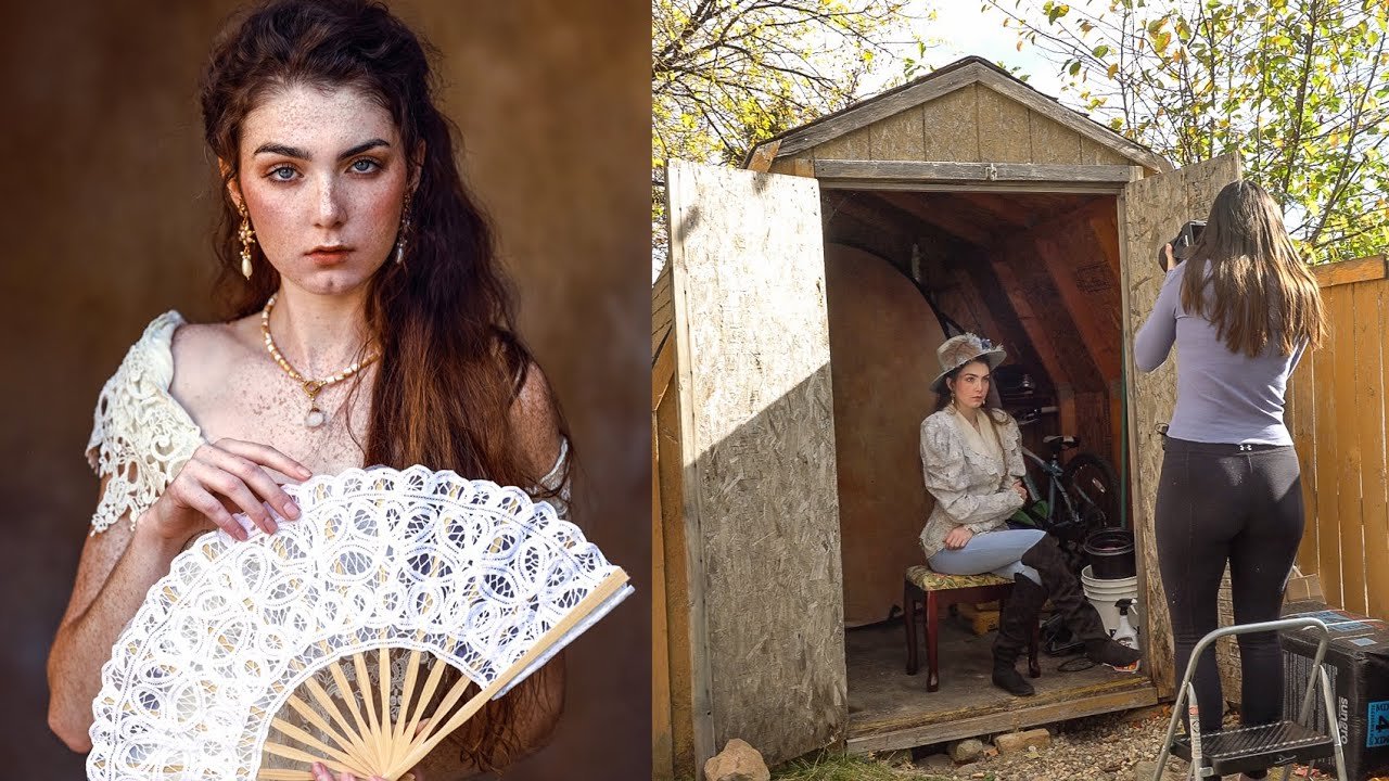 Shooting natural light portraits in a backyard shed