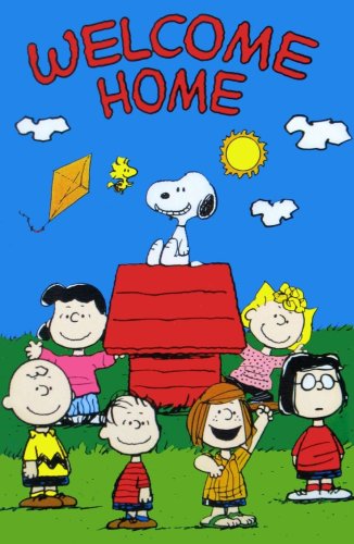 PEANUTS GANG WELCOME HOME Flag:  | Snoopy cartoon, Charlie  brown and snoopy, Peanuts gang | Flipboard
