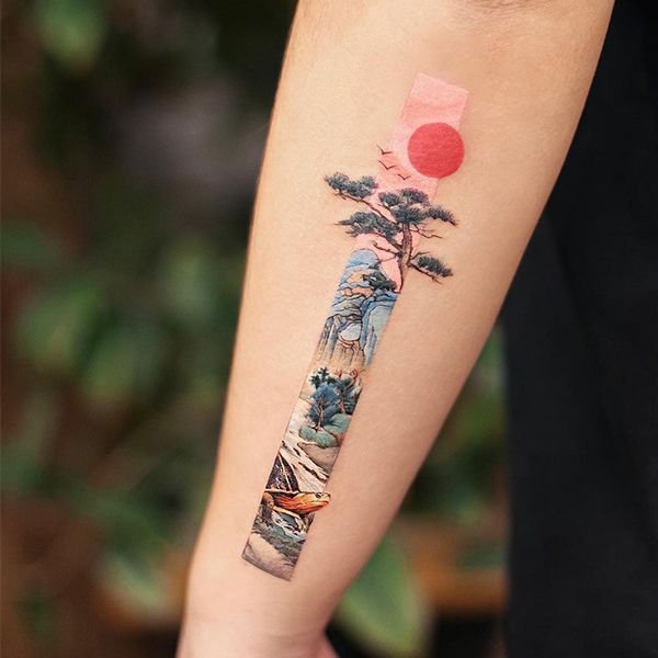 landscape rectangle tattoo