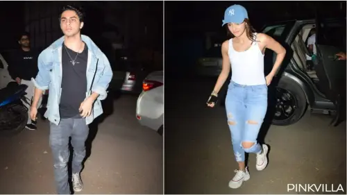 PICS: Aryan Khan gets clicked with Ananya Panday after ignoring her at a film screening