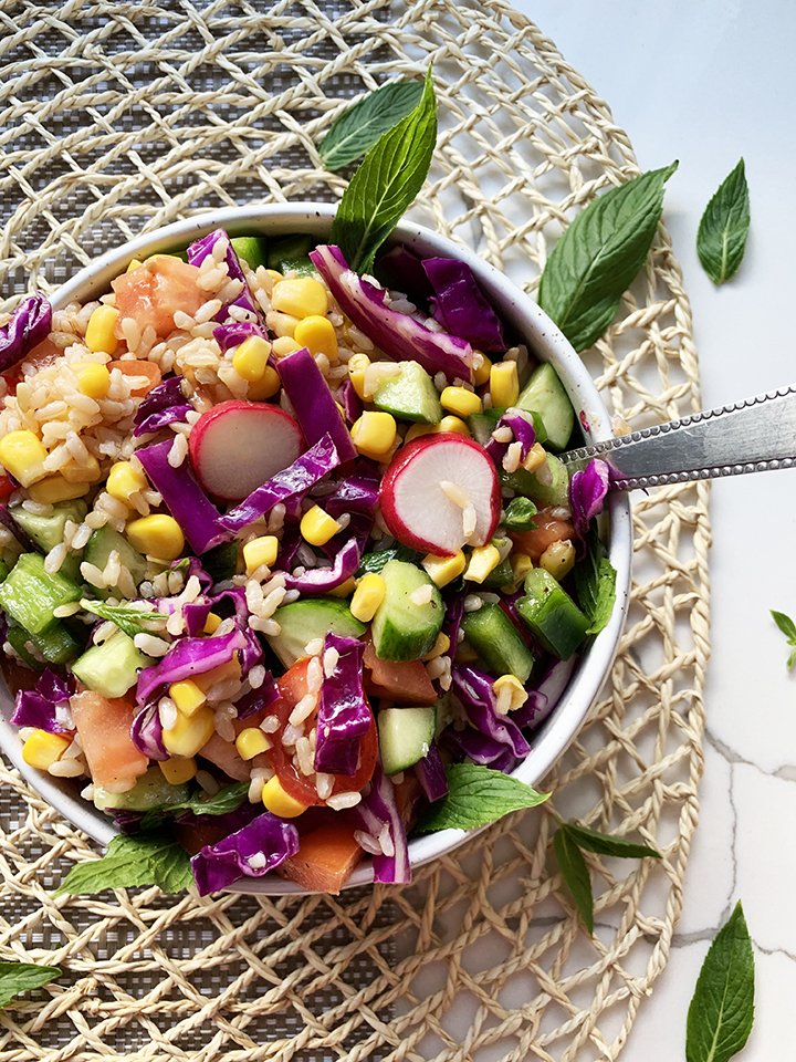 Brown Rice Chickpea Salad