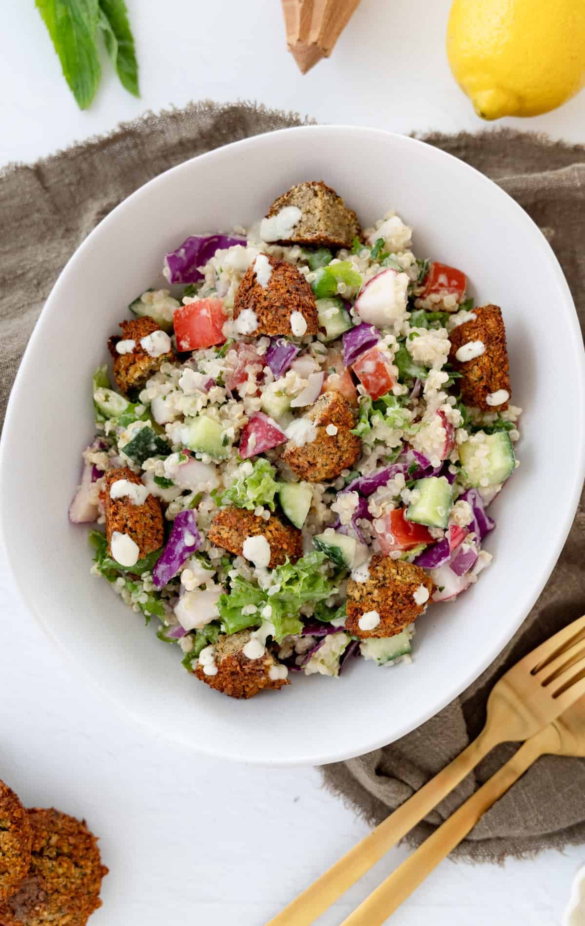 Falafel Salad With Tahini Dressing