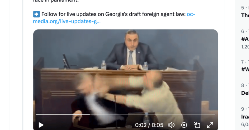 Punch-up in Georgia’s parliament! Ruling party leader assaulted over ‘Russian law’