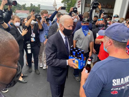 Biden Delivers Beer To Firefighters As Trump Struggles With Pledge Of Allegiance