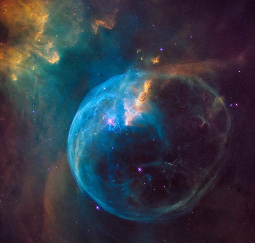 Hubble Catches A Star Blowing A Bubble