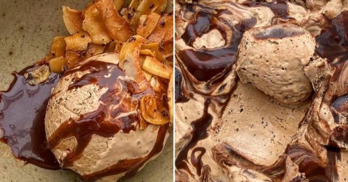 This Recipe For Coffee Ice Cream With Kahlúa Fudge and Maple Coconut Flakes Should Be Illegal