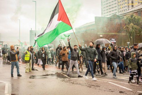 Hundreds take part in a pro-Palestine protest in Portsmouth calling for an 'immediate ceasefire' in the Israel-Gaza war
