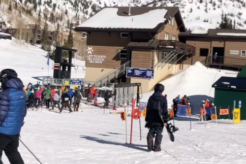 Snowboarder Attempts To Ride Alta Ski Area