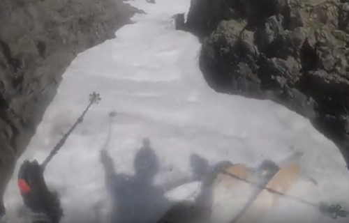 Skier Sends White Ribbon Of Death Through Rocky Chute