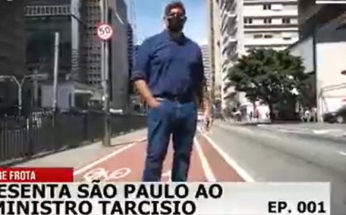 Frota grava vídeo para apresentar pontos turísticos de São Paulo a Tarcísio, que não conhece o estado