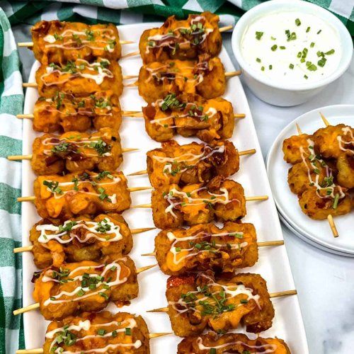 Loaded Tater Tot Skewers
