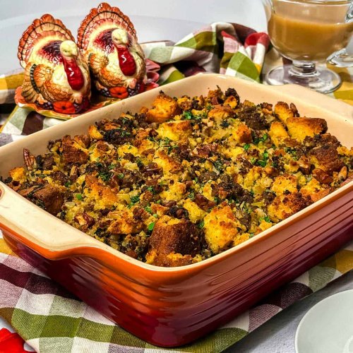 Make-Ahead Southern Cornbread Stuffing with Sausage