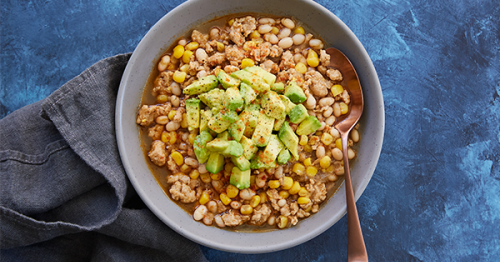 White Turkey Chili with Avocado