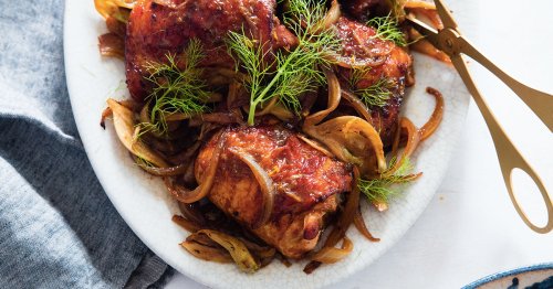 Sticky Orange Chicken with Caramelized Onions and Fennel