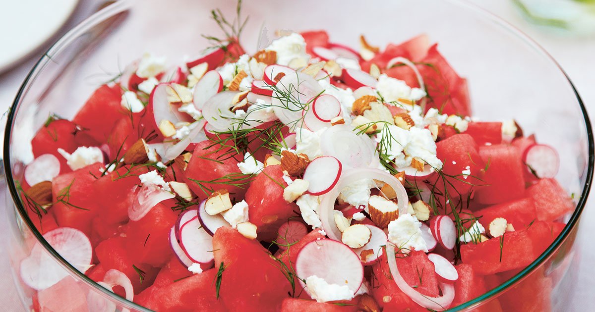 Watermelon Salad with Almonds and Dill