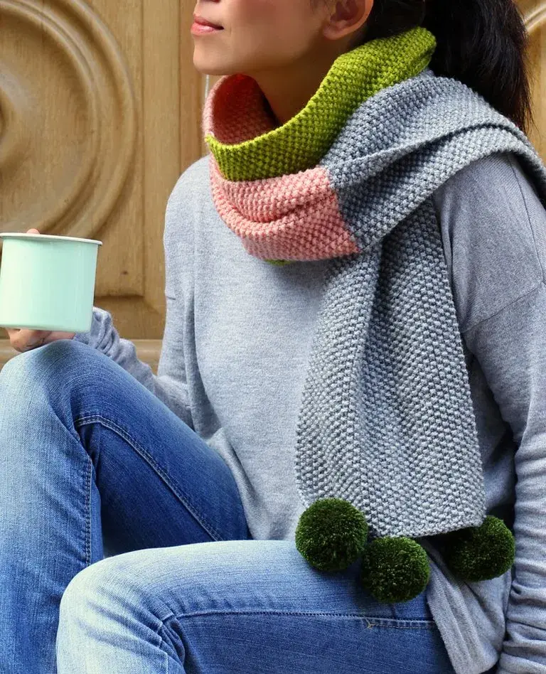 Colour block scarf knitting pattern