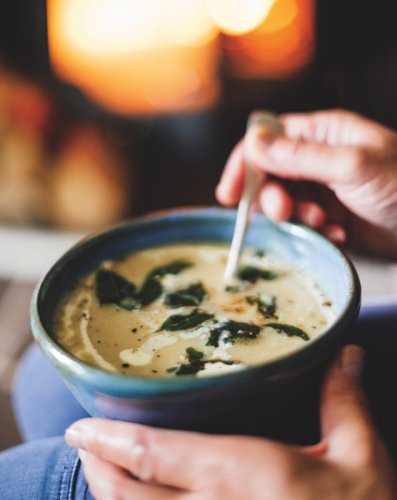Parsnip and apple soup with cream and crispy sage recipe