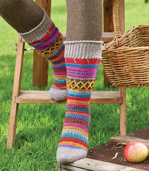 Colourwork Socks Crochet Pattern