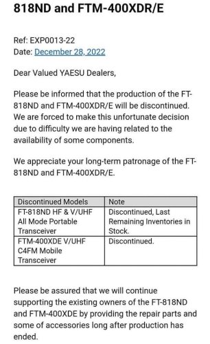 End of an Era: The Yaesu FT-818ND is being discontinued… | Flipboard