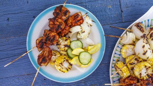 BBQ Chicken Kebabs, Veggies & Quick Pickles for Foodies on a Budget | Carla Hall