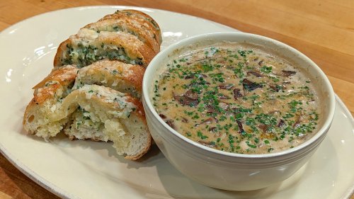 Rach's "Shut-the-Door Good" Mushroom Soup + Garlic Bread