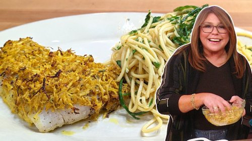 How to Make Crispy Fennel-Topped Fish with Garlic and Oil Spaghetti | Rachael Ray