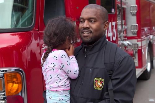 Watch Kanye West Take His Kids to School in a Fire Truck