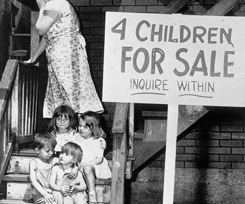 "4 Children for Sale", 1948 - Rare Historical Photos