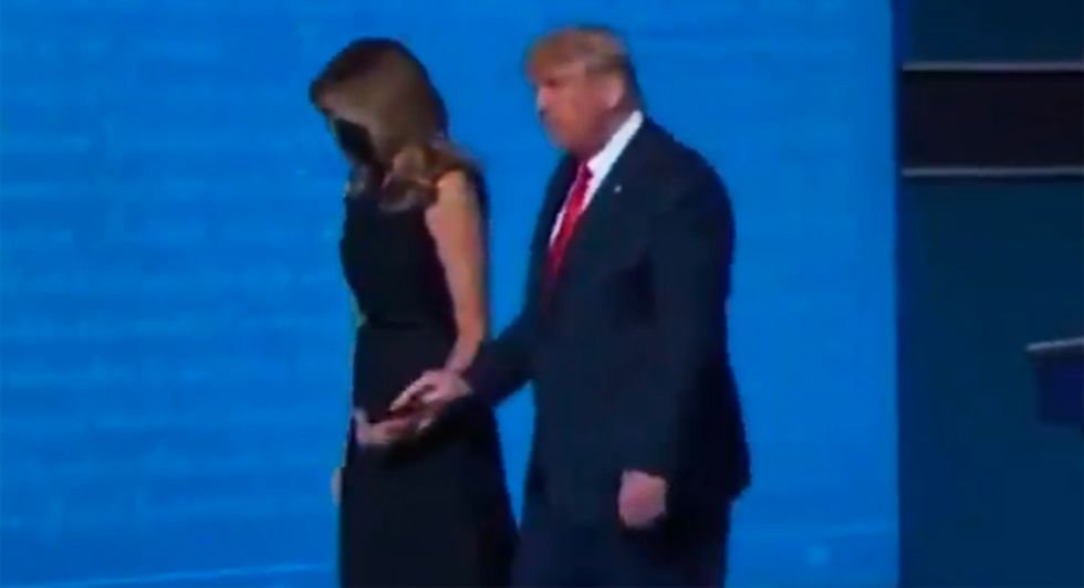 WATCH: Melania snatches hand away from Trump again following debate