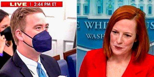 'I see what you did there': Jen Psaki cracks up White House reporters by mocking Peter Doocy's trick question