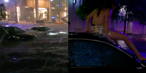 WATCH: Chaos erupts as waters rise in Miami during this year's first tropical storm