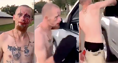 Video shows alleged white supremacist being forced to clean black man’s truck after throwing bottle