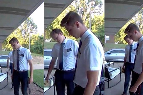 Doorbell Cam Captures Mormon Missionaries Peacing Out After Reading Lesbian Couple S Doormat