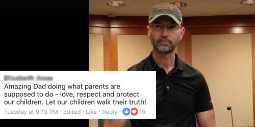 A Texas dad gave a heart-wrenching speech about his trans son. It's a must-see.