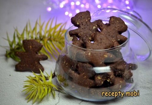 Шоколадное песочное печенье (сметанное тесто с овсяными хлопьями)