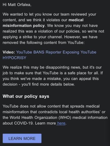 Video producer Matt Orfalea censored again for calling out YouTube censorship
