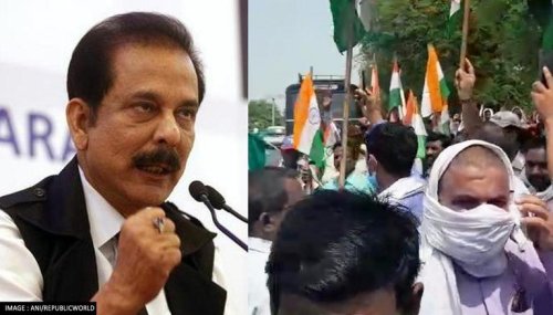Sahara India investors hold massive protest against Subrata Roy in Lucknow | WATCH