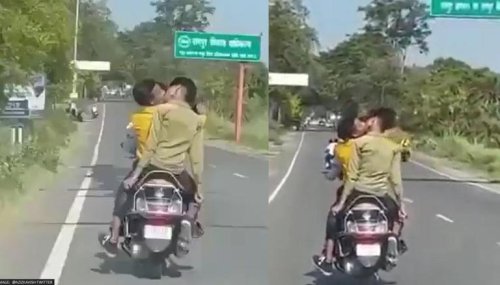 UP's Kabir Singh: Guys Kiss On Moving Scooty In Rampur In Viral Video; Probe Initiated