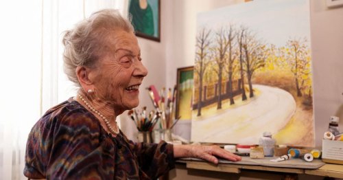 Bosnian woman marks 100th birthday by staging her own art exhibition
