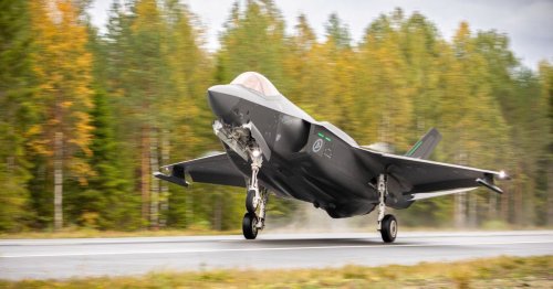 Lockheed Martin F-35A fighter jets land on motorway