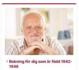 Internet's 'Hide the Pain Harold' accidentally used by Swedish COVID-19 vaccine website