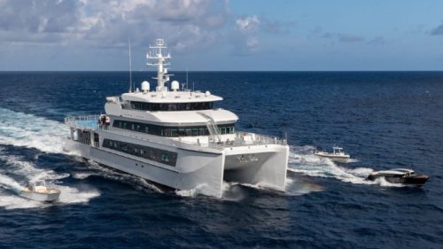 8 Fascinating Facts About ‘Wayfinder,’ a 224-Foot Catamaran With a Helipad That Doubles as a Pickleball Court