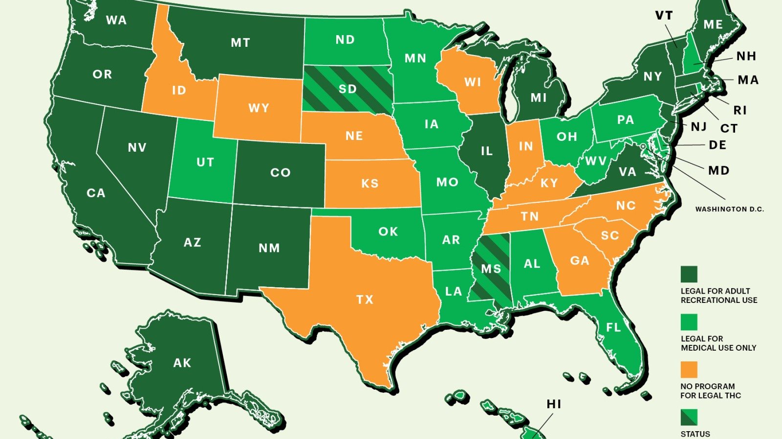 Curious about the status of cannabis? Here’s where legalization stands, state by state